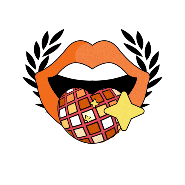 Orangendisco Orangendisco Zunge Discokugel